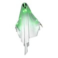 thumbnail image 2 of Halloween Hanging Light up Ghost, 28"x25" White Ghosts with Green LED Light Halloween Hanging Decoration for Front Yard Patio Lawn Garden Party Decor Indoor Outdoor(A), 2 of 7