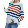 thumbnail image 5 of STARVNC Women Crew Neck Long Sleeve Striped Printed Color Block Sweater, 5 of 7