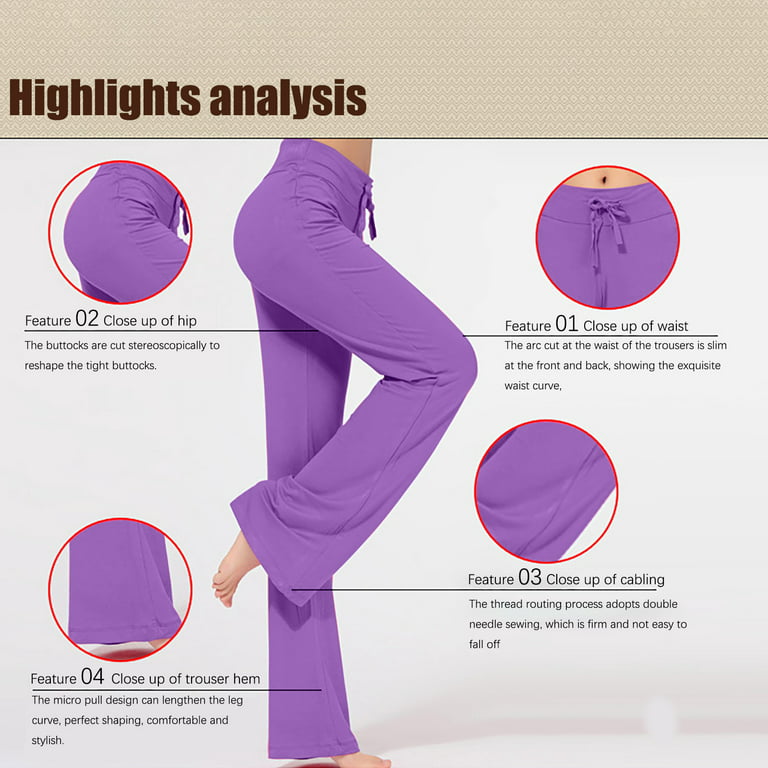 Byoimud Women's Comfortable Flare Wide Leg Pants Jazz Pants Workout Sport High Waisted Savings Solid Color Soft Bootcut Yoga Pants Casual Loose