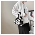 thumbnail image 3 of Yoosmatic knitted Handbag Totes Bucket Sling Wrist Bag Purse Black Khaki Stripe, 3 of 5