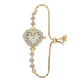 thumbnail image 4 of Diamond Studded Heart-Shaped Freely Adjustable Bracelet Quartz Watch, 4 of 7