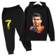 thumbnail image 3 of Conjunto de sudadera y pantalones deportivos para niños, conjunto de 2 piezas para niños y niñas, ropa para niños con estampado de avatar de Ronaldo, 3 of 5