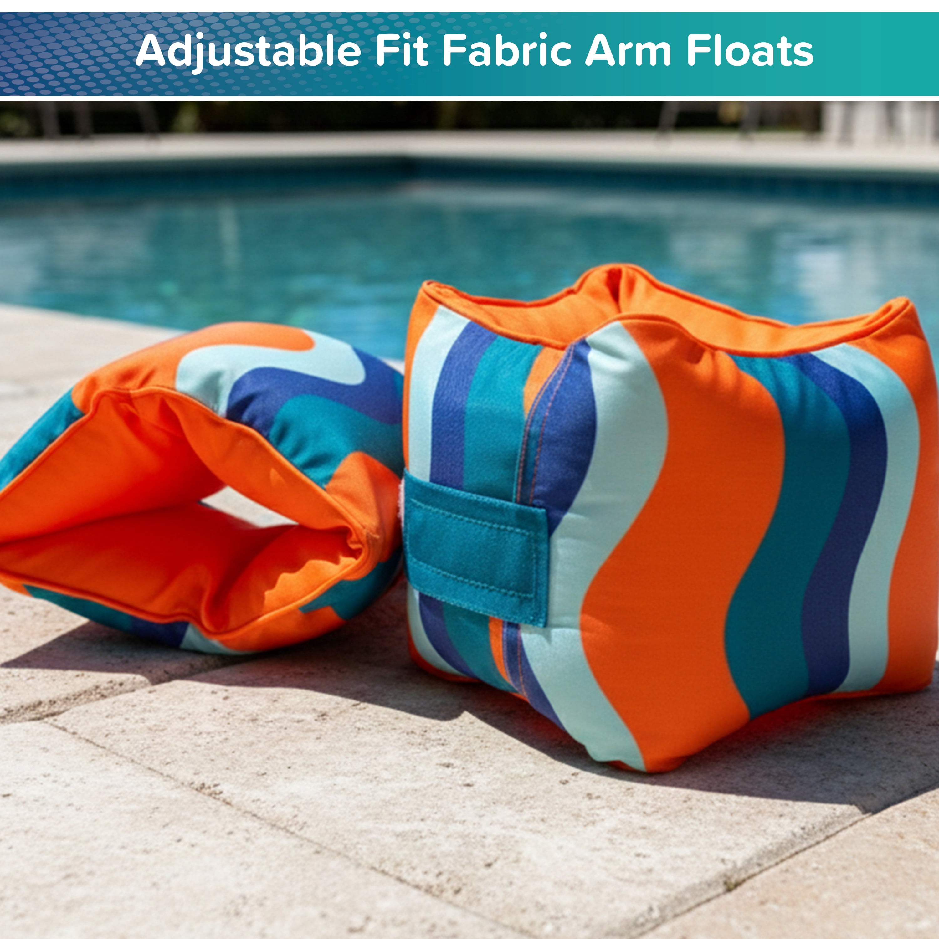 (2 pack) Aqua SwimSchool Adjustable Fabric Arm Pool Floats for Children 50-80 lb, Blue