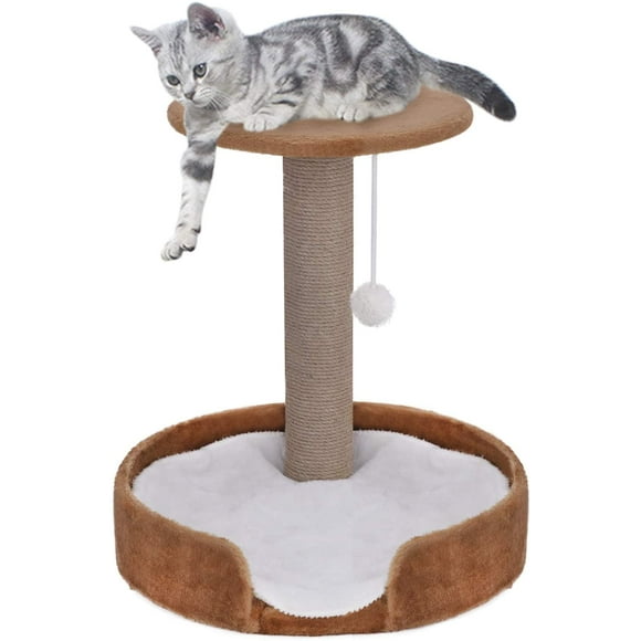 Cat Tree Tower Cat Scratch Posts Activity Centre with Plush Condos Nest,Scratcher Board,Basket Perch,Platform,Scratching Post,Ball Toy,Multi-Level Cat Tower Play House Playgournd for Cats Kittens,75cm