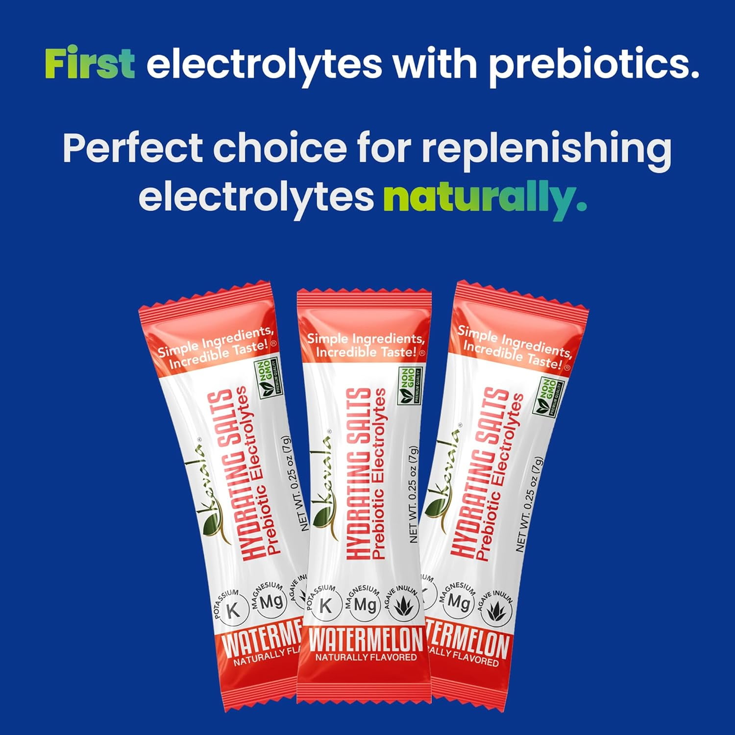 Kevala Hydrating Salts Prebiotic Electrolytes – Watermelon - 14 Count Hydration Packets