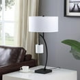 thumbnail image 3 of 28.5" In Contemporary Dual Black Arc with Hanging Pendelum Lamp Metal Table Lamp, 3 of 8