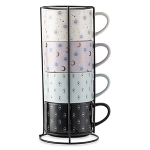 Thyme & Table Stacking Celestial Mugs with Stand, 4-Pack
