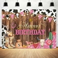 thumbnail image 4 of Western Cowgirl Backdrop Girl Wild West Pink Birthday Decor Rustic Wood Country Farm Cow Print Party Banner Cactus Hat Boots Photography Background Photo Shoot Props Vinyl 10X8FT, 4 of 4