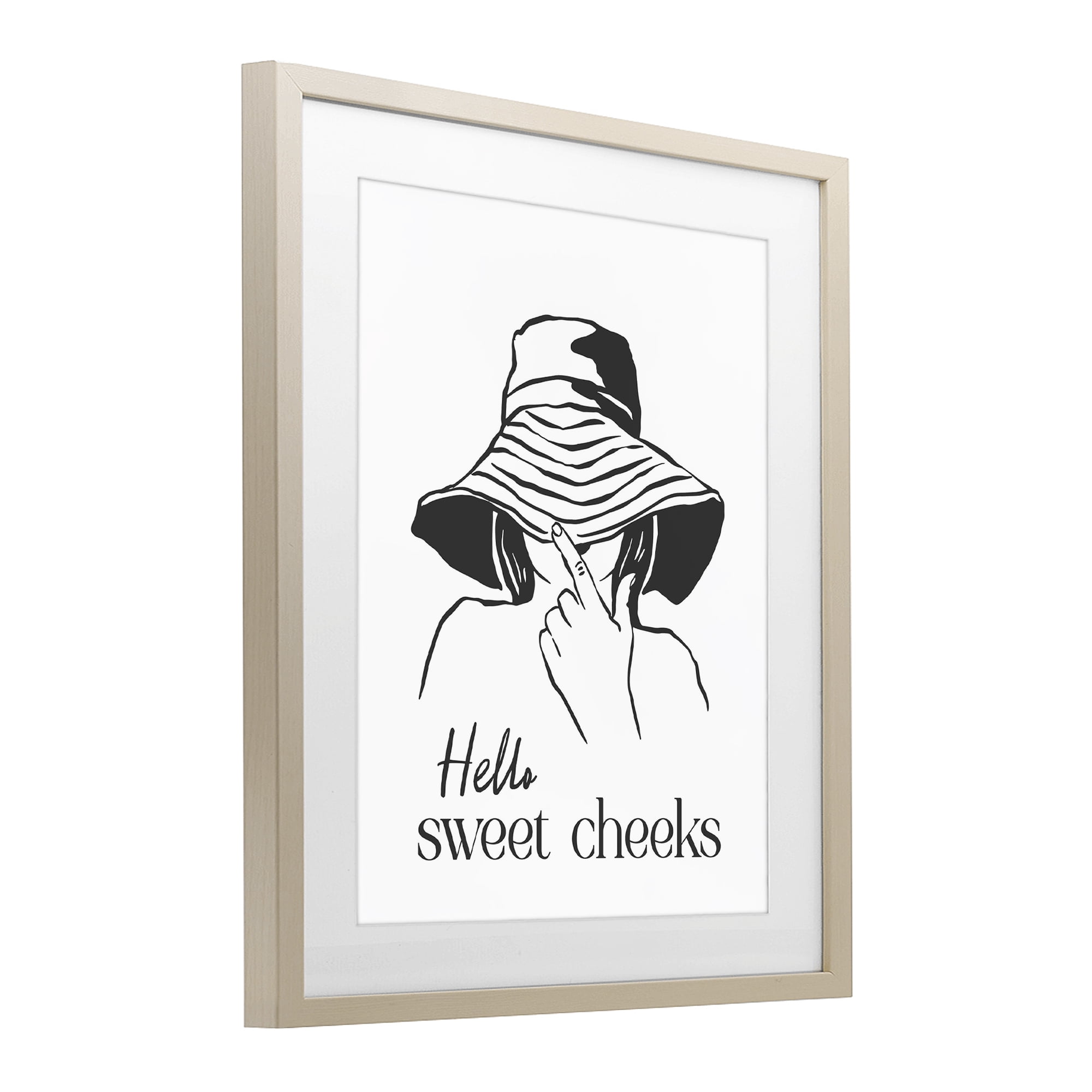 Stupell Industries Sweet Cheeks Bathroom Greeting Birch Framed Print Under Glass, design by Lettered and Lined