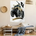 thumbnail image 2 of Cars Tapestry, Worldwide Off Road Famous Safari Rally Truck with Skull Pirate Flag Camouflage Design, Wall Hanging for Bedroom Living Room Dorm Decor, 60W X 80L Inches, Grey Brown, by Ambesonne, 2 of 5