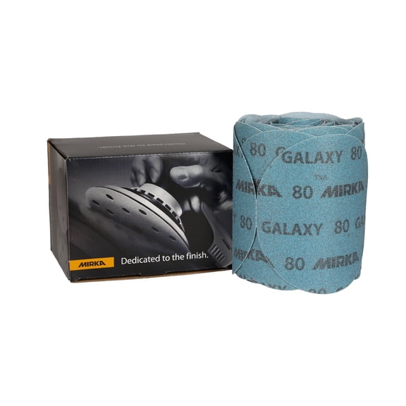 Mirka Galaxy Sandpaper 6 inch - Grit 80, 100 Discs/Linkroll - Self Adhesive PSA - Premium Abrasive for Epoxy Resin, Wood, Metal - Non-Clogging, Self-Sharpening Technology - Ideal for Power Sanders