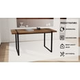 thumbnail image 5 of 5-Piece Dining Table with Chairs, 4 Chair Dining Table Set, Modern Suede Dinner Chairs with Rectangular Dining Table Metal Base, Brown Table+Beige Chair, 5 of 7