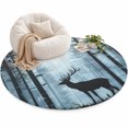 Round Area Rug Large 7ft, Forest Elk Non-Slip Circle Area Rugs for ...