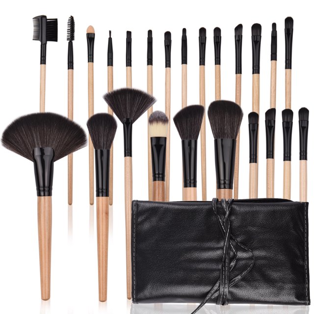 Madera 24pcs Pinceles de maquillaje Kit de herramienta cosmética profesional Maquillaje + bolso MABOTO Pinceles de maquillaje