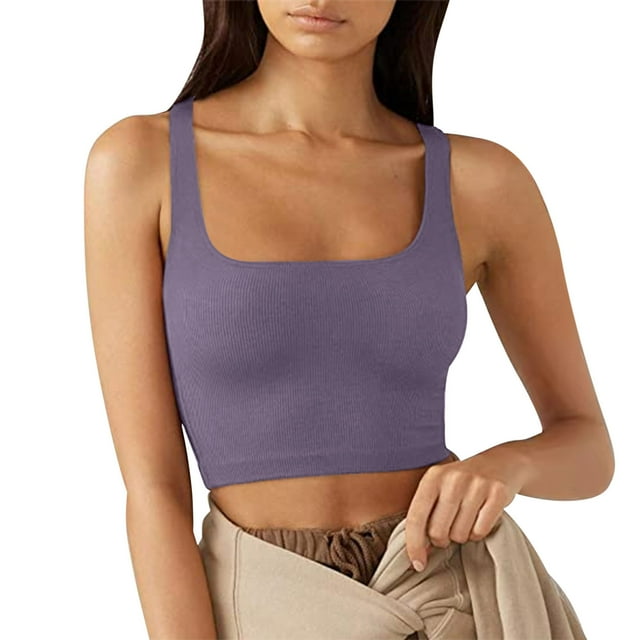 tarylea Square Neck Tank Tops for Women Casual Sleeveless Shirts Ribbed Knit Crop Top Slim Fitted Basic Tees