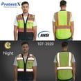 thumbnail image 5 of ProtectX 6 Pockets High Visibility Zipper Front Safety Vest with Reflective Tape Strips, Lightweight & Solid Fabric, ANSI/ISEA Certified Class 2, Lime Green-Black - X Large, 5 of 7
