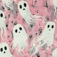 thumbnail image 6 of HAOXIT Cute Ghost Round Tablecloth Washable, Boo Pink Halloween Circular Polyester Table Cloths Cover Tablecloth for Kitchen Dinning Tabletop Decoration 42-46, 6 of 8