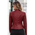 thumbnail image 3 of AXXD Women's Stand Collar Motorcycle Jacket Faux Leather Fitted Zip Up Outerwear, 3 of 8