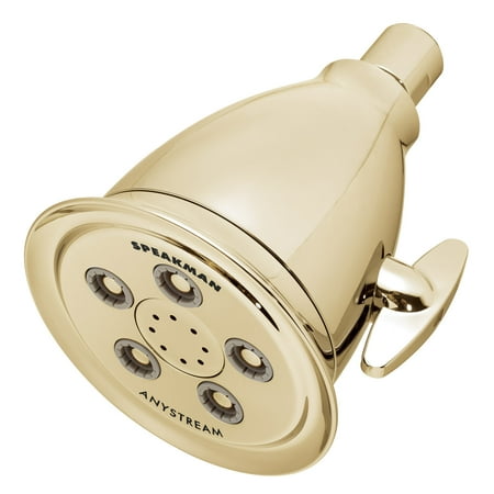 Sprayer Adjustable Spread Polished Brass - Speakman Hotel Anystream High Pressure 2.5 GPM Adjustable Shower Head, Polished Brass