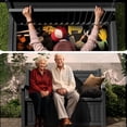 thumbnail image 6 of Joxxoaa 80 Gallon Storage Bench Deck Box for Patio Storage, Front Porch Decor and Outdoor Seating – Perfect to Store Garden Tools and Pool Floats.( Black Stripe),Father's Day Gift, 6 of 8