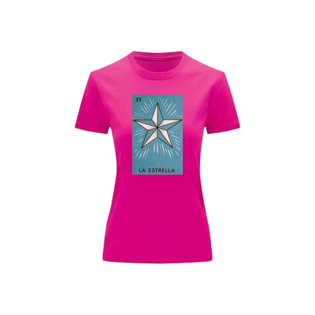 Playera Unisex De La Estrella De La Loteria Mexicana Color Fucsia Talla Chica Marca Emil SaEs