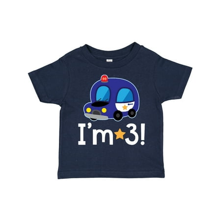 

Inktastic 3 Year Old Birthday Policeman Car Gift Toddler Boy Girl T-Shirt