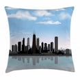thumbnail image 1 of Chicago Skyline Throw Pillow Cushion Cover, Day Time Illinois Missisippi River Clouds Coastal Town Urban Design, Decorative Square Accent Pillow Case, 18 X 18 Inches, Onyx Blue Grey, by Ambesonne, 1 of 2