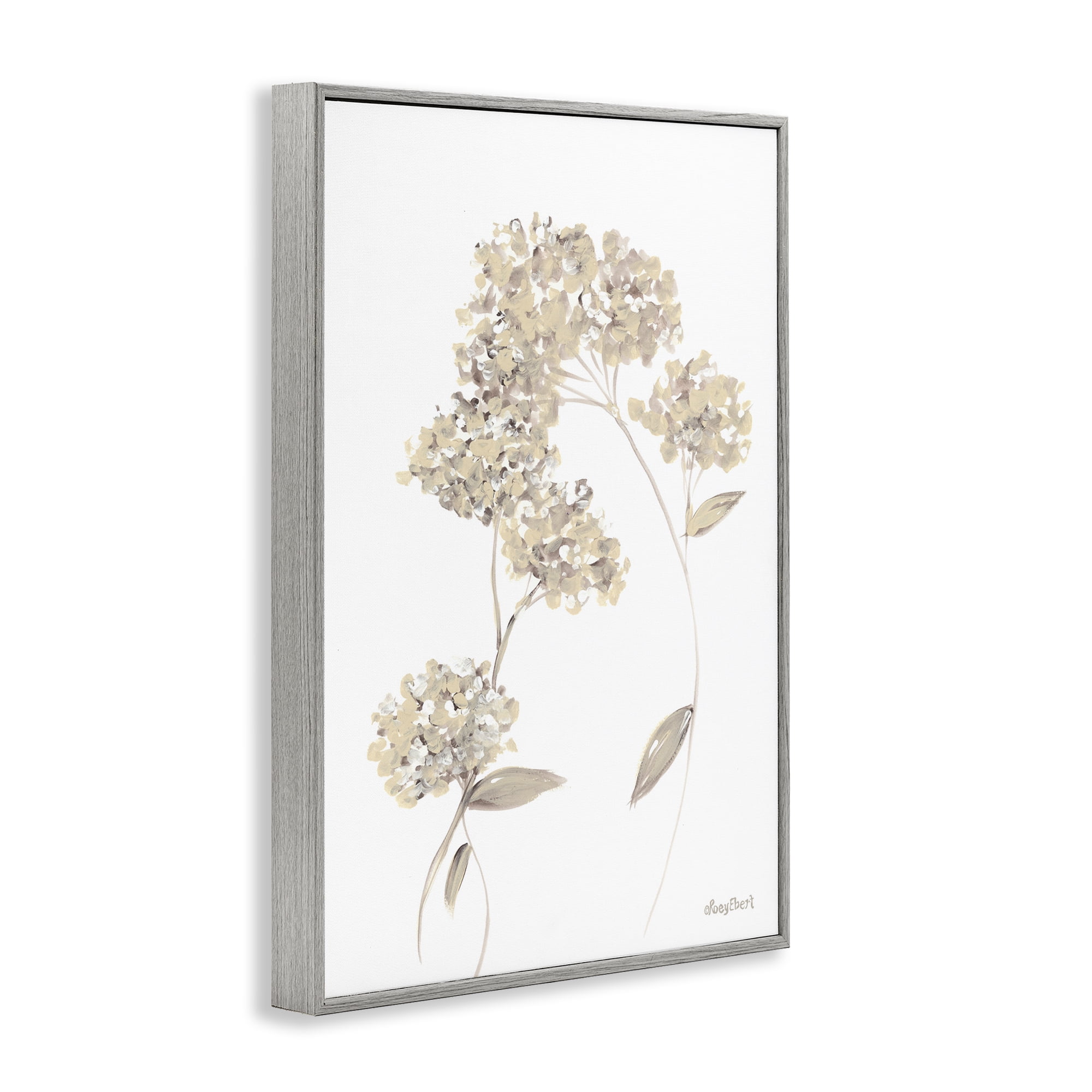 Stupell Industries Neutral Geranium Florets Botanical & Floral Painting Gray Framed Art Print Wall Art, 16 x 24