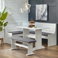 thumbnail image 2 of TMS Polly 3-Piece Corner Reversible Indoor Dining Breakfast Nook with Padded Seats, Includes Nook, Table and Bench, White/Charcoal Gray, 2 of 5