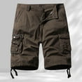 thumbnail image 2 of MIXUE Mens Shorts Summer Solid Color Cargo Zipper Pockets Loose Fit Casual Outdoor Beachwear,Brown,34, 2 of 3
