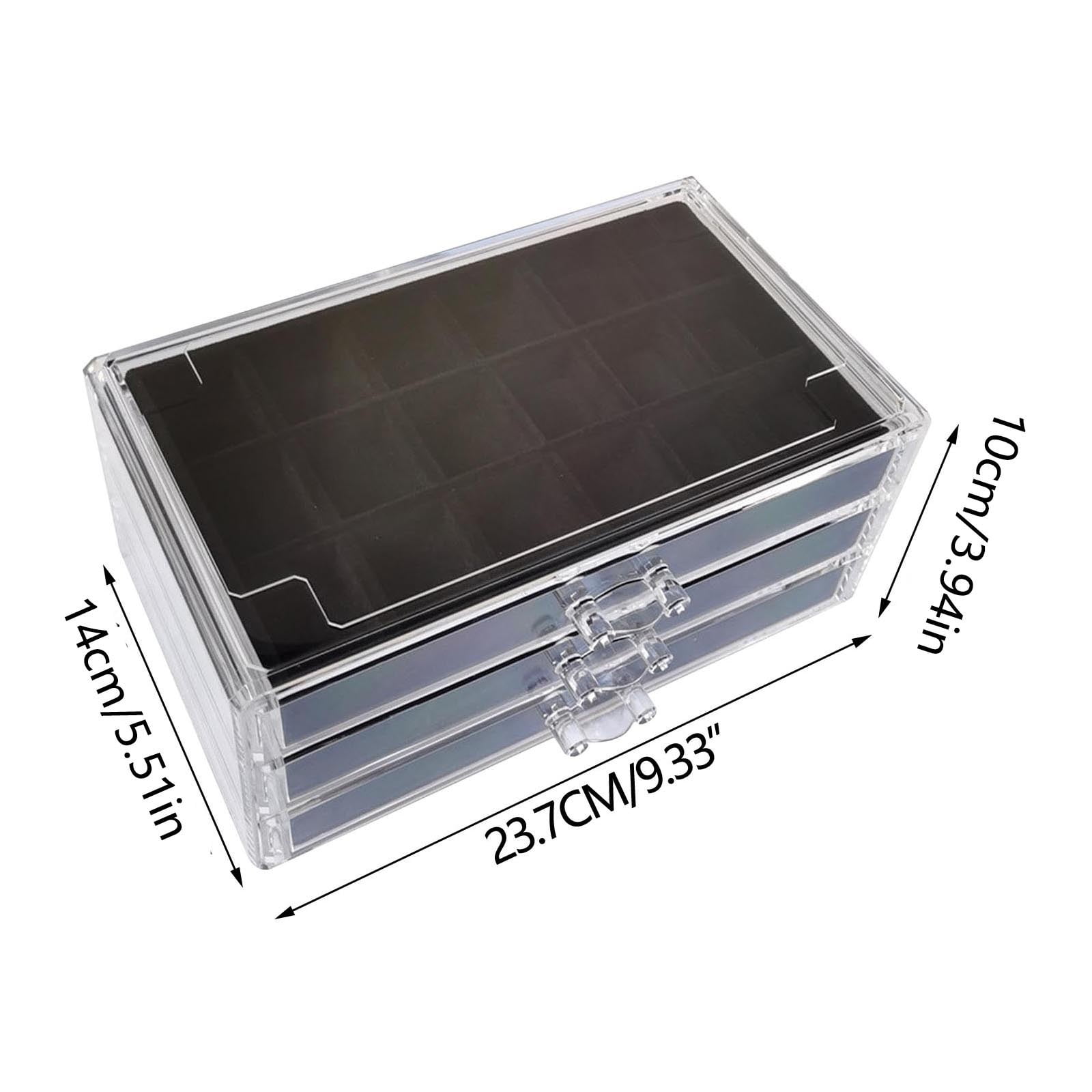 Jewelry Box for Necklaces 3-Layer Flannel Drawer Earring Ring Organizer 20x15x10cm/7.9x5.9x3.9 Inches, Meticulous Classification Elegant Storage