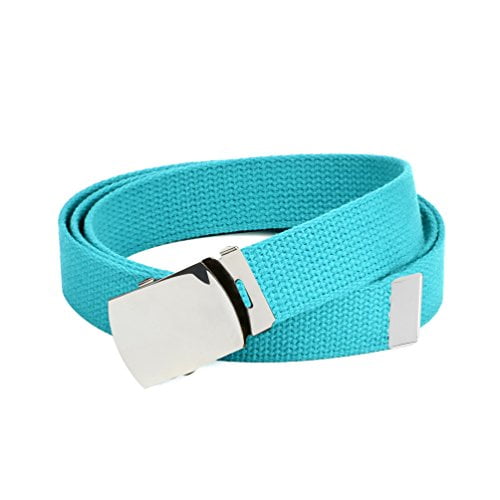 Hold'Em Ceintures en Toile Militaires pour Hommes, Boucle Argent Poli, Universelles, Robustes, Ajustables, Gardent les Pantalons au Chaud Sans Irriter Votre Peau - Bleu Sarcelle