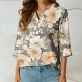 thumbnail image 5 of HADST Womens Blouses - Floral Printed Button V Neck Cotton Linen Tops Athletic Tops for Women, 5 of 5
