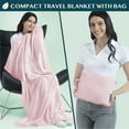 thumbnail image 2 of PAVILIA Travel Blanket Pillow, Soft Airplane Blanket 2-IN-1 Combo Set, Plane Blanket Compact Packable, Flight Essentials Car Pillow, Travelers Gifts Accessories, Luggage Backpack Strap, 60x43 Pink, 2 of 8