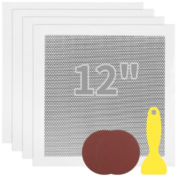 4 Pcs Drywall Repair Kit, 12×12" Self Adhesive Mesh Patches with 2 Sanding Pads & 1 Scraper, Aluminum Dry Hole Repair Tools, Wall Repair Patch Kit for Ceiling