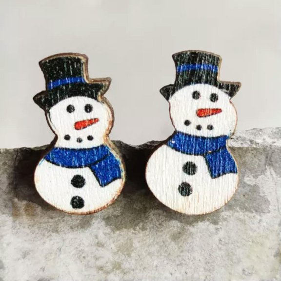 New Arrival Cute Christmas Wood Stud Earrings for Women Holiday Studs Jewelry
