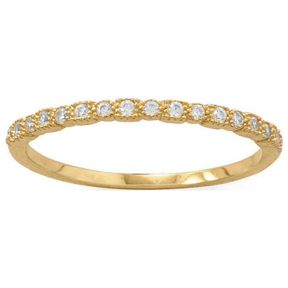 Precious Stars 14K Gold Plated Sterling Silver Sterling Silver CZ Thin Stackable Ring