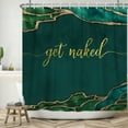thumbnail image 2 of Mizhona Green Marble Shower Curtain Get Naked for Bathroom Waterproof Polyester Abstract with Hooks 47"x64", 2 of 6