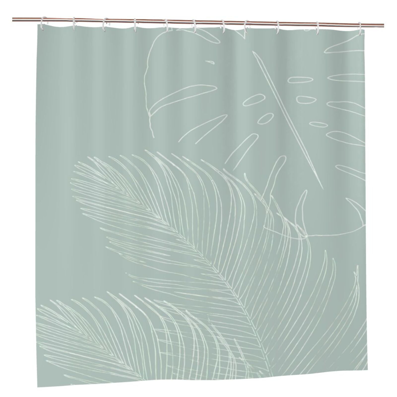 Newhomestyle Sage Green Shower Curtain Tropical Plant Leaves Shower