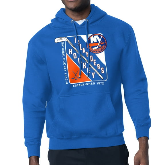 Men's Starter Royal New York Islanders Shield Logo Pullover Hoodie
