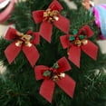 thumbnail image 3 of 5PCS Christmas Bows with Bells Decoration - Hanging Bowknot Xmas Trees Ornaments Craft Present Christmas Decor for Festival Wedding Party (3.15"*3.15"), 3 of 9