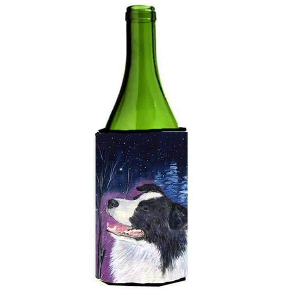 Starry Night Border Collie Wine bottle sleeve Hugger - 24 oz.