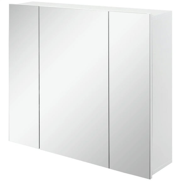 Barara King Wall Mounted Mirror Cabinet, Bathroom Medicine Cabinet with Mirror, 3 Doors and Adjustable Shelves, White