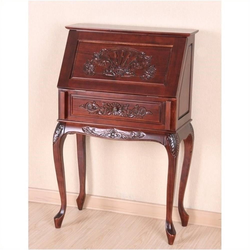 Pemberly Row Small Secretary Desk in Dual Walnut