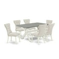 thumbnail image 6 of East West Furniture X-Style 7-piece Wood Dining Set in White/Doeskin, 6 of 10