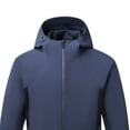 thumbnail image 4 of Men Solid-Color Fashionable Zipper Pocket Double-sided Detachable Hat Long Sleeve Hooded Casual Outwear Jacket Blue XL, 4 of 5