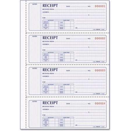 8L806 Money Receipt Book 2 3/4 x 7 Carbonless Duplicate 200 Sets/Book
