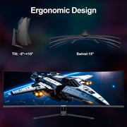 Gawfolk 45 Inch Ultrawide Curved Gaming Monitor, 200Hz 5K2K DQHD, Built-in Stereo Speakers, FreeSync G-Sync Compatible, HDMI 2.1/DP 1.4