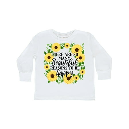

Inktastic There are so many Beautiful Reasons To Be Happy with sunflower wreath Gift Toddler Boy or Toddler Girl Long Sleeve T-Shirt