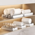 thumbnail image 3 of Pull Out Dish Racks Kitchen Under Sink Organizer, Cabinet Slide Out Dish Drying Rack With Drainboard, Carbon Steel Sliding Drawer Pantry Shelf, 3 of 9